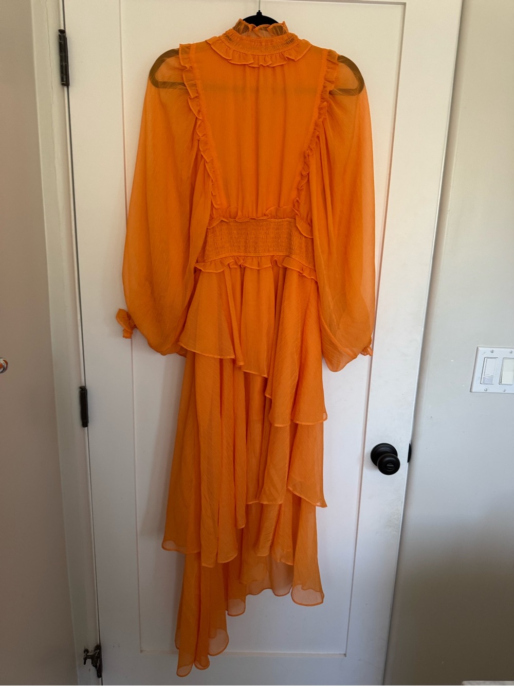 ELLIATT Orange Ruffled Tiered Maxi Dress